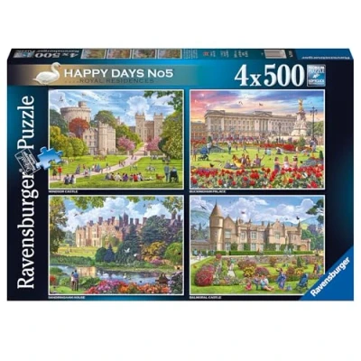 Image of Ravensburger Happy Days Royal Residences 4X 500 Piece Jigsaw Puzzle for Adults &amp; Kids Age 10 Years Up
