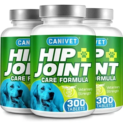 Image of CANIVET dog joint Care Supplements 900 Tablets With Green Lipped Mussel, Glucosamine &amp; Chondroitin, Turmeric, MSM, Hyaluronic Acid, Manganese and Vitamins for care. Aids stiff joints.