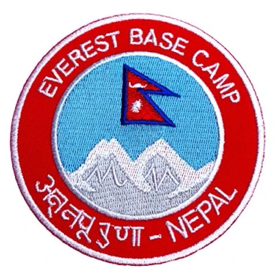 Image of Mount Everest Base Camp Nepal Patch 9cm Embroidered Iron on Badge Mountaineering Climbing Applique Travel Souvenir DIY Bag Backpack T shirt Jacket Luggage