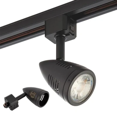 Image of Bullett Multi Directional Bullet Design Matt Black Finish Mains Track GU10 LED Compatible Adjustable Spotlight Head Lighting