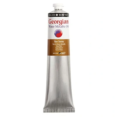 Image of Daler Rowney Georgian Water Mixable Oil Paint, Aluminium Tube, 6.76oz 200 ml, Raw Sienna