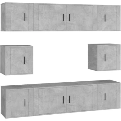 Image of vidaXL 8 Piece TV Cabinet Set Concrete Grey Engineered Wood