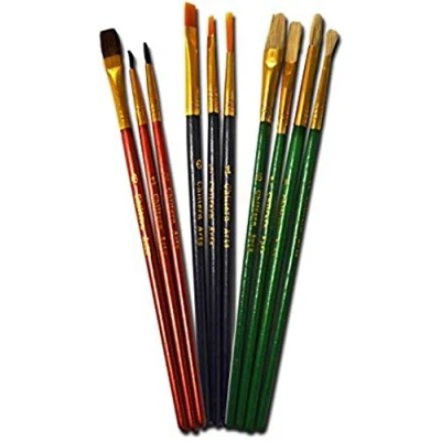 Image of 10 Paint Brushes Synthetic,Natrual Hair and Bristle