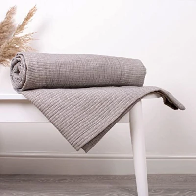 Image of Appletree Grey Bedspread 150cm x 200cm Organic 100% Cotton Bed Cover Soft Quilted Smooth Quilted/Padded Blanket in Verity Collection
