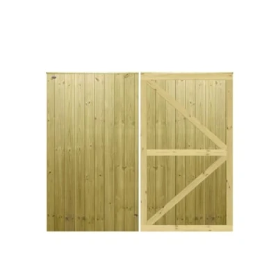 Image of MADE TO MEASURE Wooden Double Driveway Gates Pair Bespoke Ultra Strong Full Framing with Interlocked Tongue &amp; Groove Boards Flat Top Design