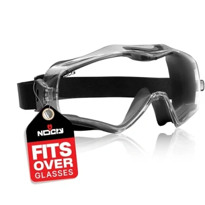 Image of NoCry Safety Goggles Over Glasses. Anti Fog and Scratch Resistant Clear Coating. Vented Panoramic Lenses. Airsoft that Fit Protective for Welding, Work Lab