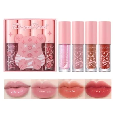 Image of Leogony 4PCS Lipgloss Set, Lip Gloss Sets for Teenage Girls, Teen Girl Women Gifts Cute Oil, Hydrating Non Sticky
