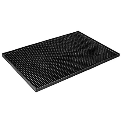 Image of Beaumont Black Service Mat 12 x 18 inch Bar Top Drip Mat, Rubber