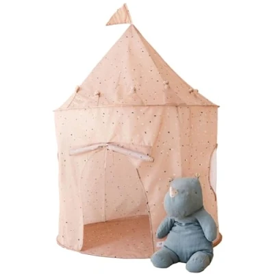 Image of 3 Sprouts Kids Play Tent Sustainable Recycled Fabric Fun Spacious Childs Playhouse for Indoor Games Boys &amp; Girls Durable Fort Pop Up House Toddlers Children Age 10 Terrazzo Clay