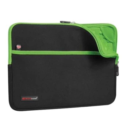 Image of TECHGEAR Tablet Sleeve for Apple iPad Pro 13&quot; (M4) 2024, Air (M2), 12.9&quot;, Slim Neoprene Zipped Protective Case Cover Anti Shock Bubble Interior [Sentinel 13] [Green]