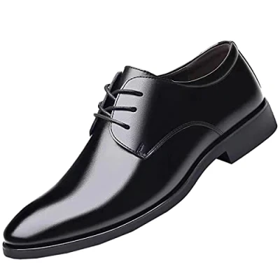 Image of Men&#039;s Formal Dress Shoes Suit Mens Derby Business Fashion Lace Up Ankle Boots Pointed Toe Leather Oxfords Stylish Casual Work Office Comfort for Men Premium Quality Black