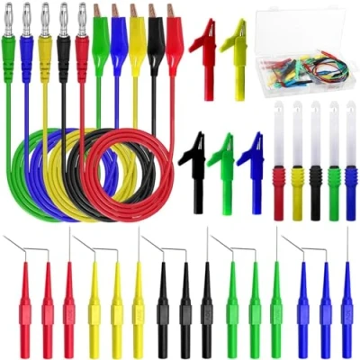 Image of 30PCS Back Probe Kit Banana Plug to Copper Alligator Clip Automotive Test Leads Set with Clips, Wire Piercing Probes, 15PCS 30V Pins for Car Repairing Diagnostic 5 Colors