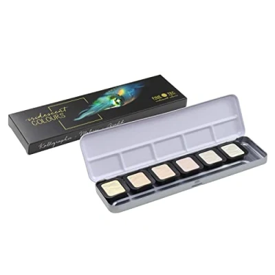 Image of Finetec F5600 6 Iridescent Artist Colours Diameter 30 mm in Metal Case