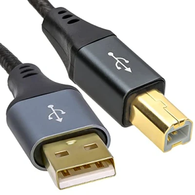 Image of kenable PRO Metal USB 2.0 24AWG Printer Cable Lead A Plug to B Male Braided 3m [3 metres]