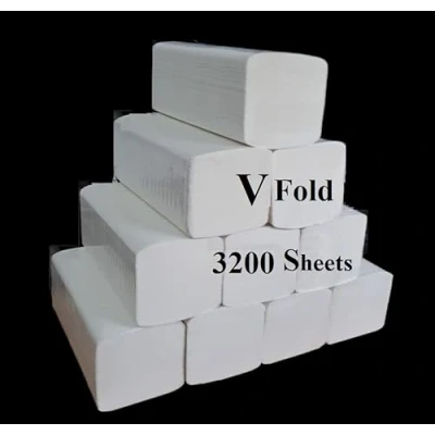 Image of Interfold White Paper Hand Towels 3200 Sheets, V Fold Extra Soft Hygienic Paper, Strong Absorbent, 100% Pure Pulp Dispenser