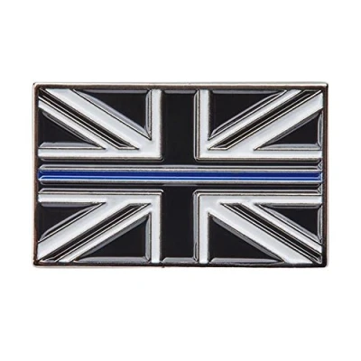 Image of Thin Blue Line Union Jack UK Metal Tie Pin Lapel Badge