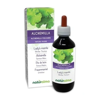 Image of Lady&#039;s Mantle (Alchemilla vulgaris) herb Alcohol Free Mother Tincture Naturalma Liquid Extract Drops 200 ml Food Supplement Vegan