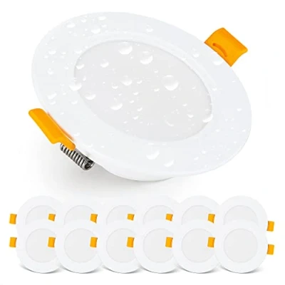 Image of EMOS LED Downlights for Ceiling, 5W/500 Lumens, Cold White 6000K IP54 Waterproof Spot Lights Bathroom etc. Set of 12 Recessed Ceiling Light,