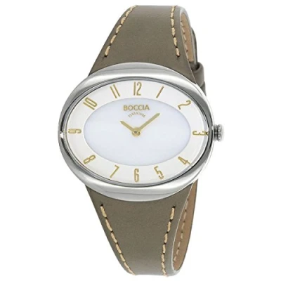Image of Boccia Women&#039;s Quartz Watch with White Dial Analogue Display and Grey Leather Strap B3165 17