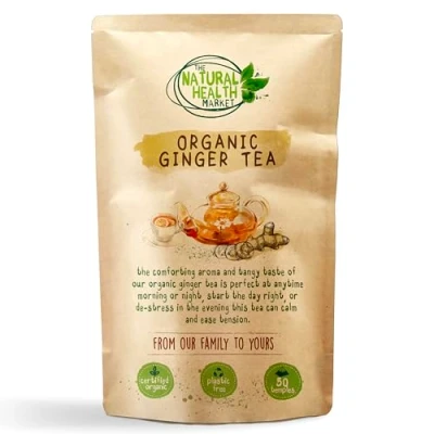 Image of Organic Ginger Tea Bags (50 Teabag Pack) By The Natural Health Market Soil Association Plastic Free
