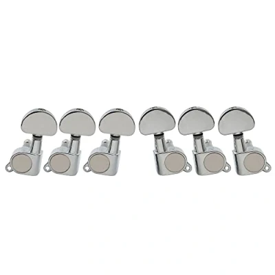 Image of Musiclily 3+3 Sealed Guitar Tuners Tuning Pegs Keys Machine Heads Set for Electric/Acoustic Guitar, Half Moon Button Chrome