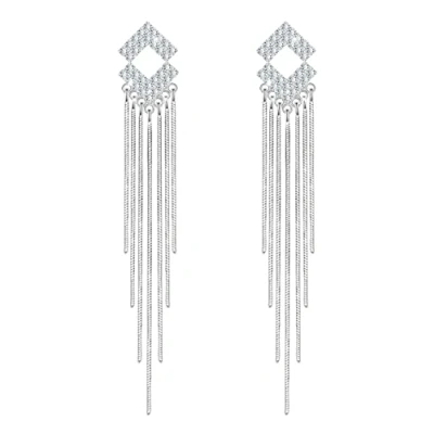 Image of KristLand Crystal Tassel Earrings with 925 Sterling Silver Ear Pin Sparkly Dangle Stud Gold Plated Weddings Bridal Party Gift for Woman Ladies Girls