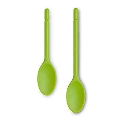 Image of Zeal JSET21L Non Stick Silicone Traditional Cooks Spoon 2 Piece Set (25cm/30cm) Lime