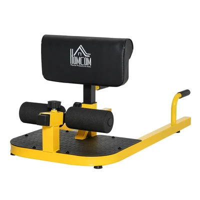 Image of HOMCOM Squat Machine with Push Up Stand, Padded Hip Thrust Bench Adjustable Cushion for Home Gym Work Out, Yellow