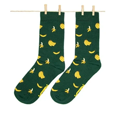 Image of Roits Women’s Bananas Green Socks 4 7 Cool Happy Odd Funky Funny Fruit Design
