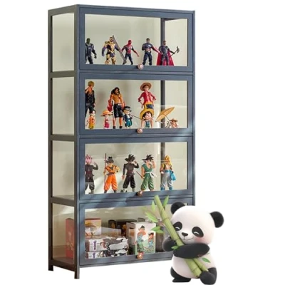 Image of Ddasam Display cabinet, Storage Shelves with Acrylic Door, Collectibles Toy Organizers Rack &amp; Shelf, Case for Playroom Bedroom Toddler&#039;s Room Kids Bookcase 140x80x33cm（4 Tier）