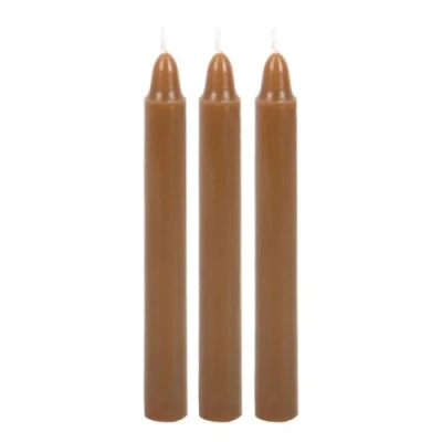 Image of 12 Brown Spell Candles for Grounding Rituals, Strength, and Stability Spells Herbal Magick Candle Set, Unique Magic Supplies