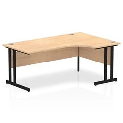 Image of Impulse 1800mm Right Crescent Desk Maple Top Black Cantilever Leg