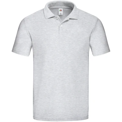 Image of Fruit of the Loom Mens Original Polo Shirt (Heather Grey) Cotton Size Large