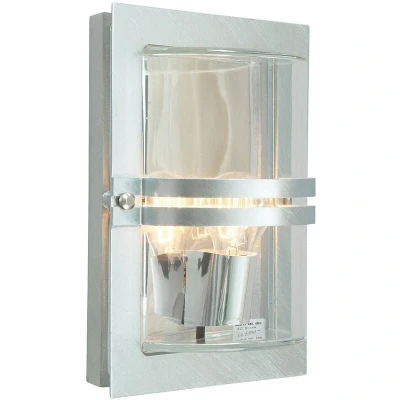 Image of Basel 1 Light Outdoor Flush Wall Galvanised IP54, E27
