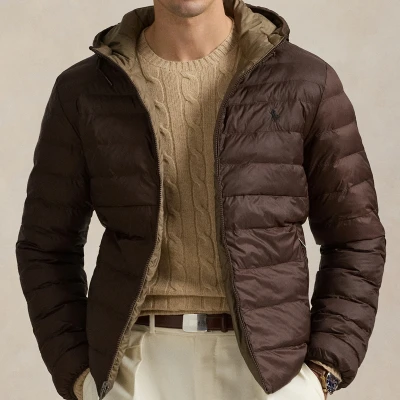 Image of Polo Ralph Lauren Terra Insulated Winter jacket, Men&#039;s, Size: Small, Nutmeg brown/dark taupe