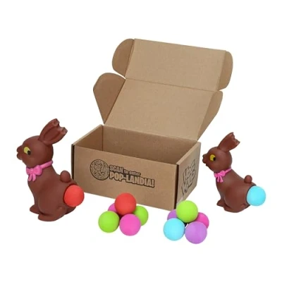 Image of Zing Popper Toy Launches Foam Balls Up to 20 Feet Fun Indoor and Outdoor Game for Kids Includes 4 (Chocolate Buddy 2 Pack)
