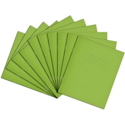 Image of Rhino 8 x 6.5 Exercise Books, 48 Page / 8mm Lined with Margin Paper Notebook, 10 Pack, Writing Book, Office &amp; School Stationery Supplies, Light Green
