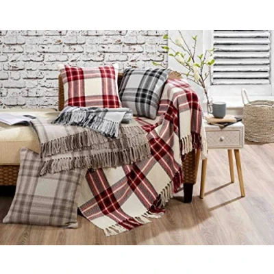 Image of Rapport Highland Check Charcoal Throw 127x152cm, 100Percent_Cotton Black, 127 x 152 cm