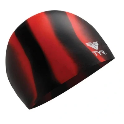 Image of TYR Multi Silicone Cap, Black/Red