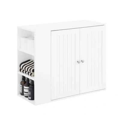 Image of SoBuy Kitchen Bathroom Wall Cabinet Storage Unit with 3 Side Shelves White W75 x D30 H60cm BZR188 W