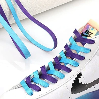 Image of NC 2 Pairs Flat Colorful Fashion Sneakers Shoelaces for Kids and Adults Printed Rainbow Shoe Laces