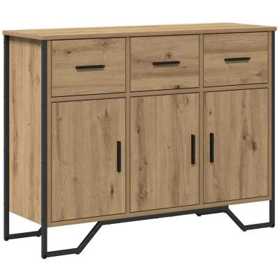 Image of vidaXL Sideboard Artisan Oak 97x32.5x74.5 cm Engineered Wood Matte Finish Perfect for Dining &amp; Living Rooms