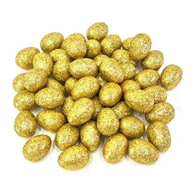 Image of By Robelli 50 x Mini Glitter Eggs For Egg Hunt/Easter Bonnet Arts &amp; Crafts (Gold)