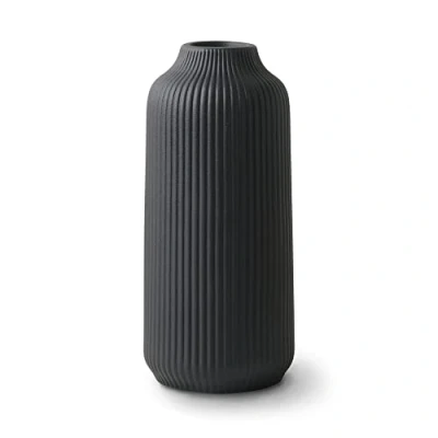 Image of flature Ceramic Vase in Nordic Style, Deco Large for Pampas Grass as Boho Deco, Black Matt 8 inch Flowers, Scandinavian Design Home Decoration Fresh Dried Flowers (Size M)