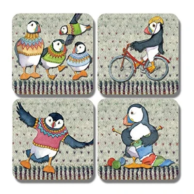 Image of Emma Ball&quot;Woolly Puffins&quot; Coasters Set of 4