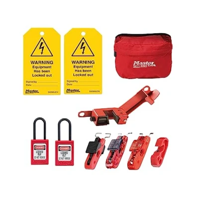 Image of Master Lock MLKSELECKIT2 M/Lock Electrical Lockout/TAGOUT KIT V2, 9 Piece, red