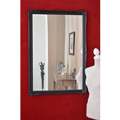 Image of FRAMES BY POST 40&quot; x 28&quot; (102cmx71cm) Large Black Framed Modern Beautiful Antique Gold Design Ornate Shabby Chic Over Mantle Big Wall Mirror, 102x71