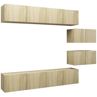 Image of vidaXL 6 Piece TV Cabinet Set Sonoma Oak Engineered Wood