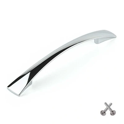 Image of Taper Bow Kitchen Cabinet Door Handle, Cupboard Drawer Bedroom Furniture Handles 128mm Chrome