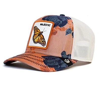 Image of Goorin Bros. The Farm Kaleidoscope Collection Unisex Adjustable Trucker Cap, Orange (Monarchy of Roses), One Size